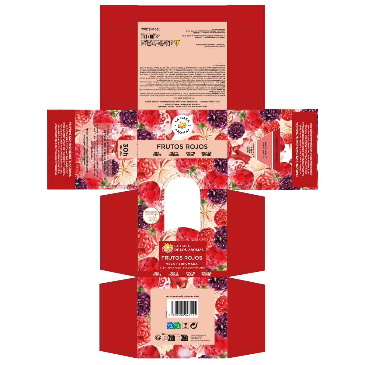 EXP.6 VASO VELA GRANDE 150G. FRUTOS ROJOS