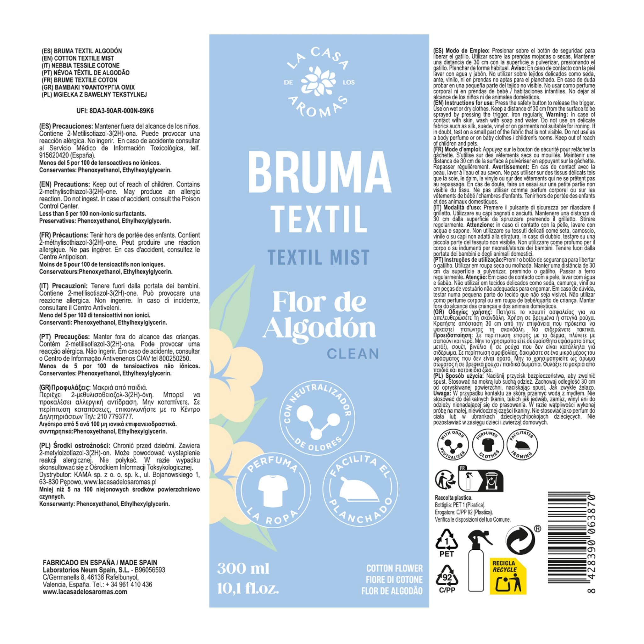 (8) BRUMA TEXTIL PURE COTTON 400ML